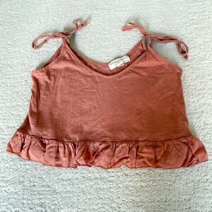 Project Social T x Urban Outfitters Coral Tie Shoulder Cropped Cotton Flutter Wa